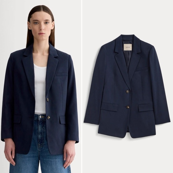 Everlane Oversized Blazer Navy Blue TENCEL Lyocell Size 8 NWOT Sustainable - Picture 11 of 11